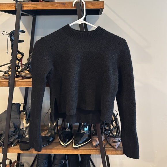 All Saints Medium new wool alpaca blend crop sweater black - Picture 2 of 4
